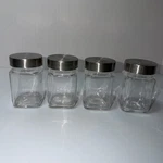 Victoria Gourmet Airtight Glass Storage Jars W/ Stainless Steel Metal Lids 4 Pc. Fixed Price $26.77.