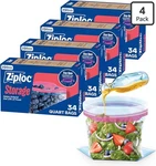 Ziploc Quart Food Storage Bags, Stand-up Bottom, Easy Fill, 136 Count. Fixed Price $14.99.