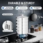 5 Tier 28CM Stainless Steel Steamer Set Dumpling Manty Pot Glass Lid. Fixed Price $44.29.