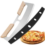 14 Inch Pizza Cutter Rocker Knife Sharp Stainless Steel Blade With Wooden Handle. Fixed Price $13.57.