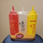 Tablecraft Squeeze Dispenser Set 3PC Ketchup Mustard Retro 50'S Diner Nostalgia. Fixed Price $12.00.