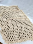 Hand Crocheted Placemats Set Of 3 Cream Farmhouse Cottagecore 18X11. Fixed Price $21.50.