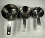 Vintage Set Of Ekco Stainless Steel Measuring Cups Cup, 1/2 & 1/3. Fixed Price $9.99.