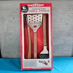 Bull 3 Piece Stainless Steel Bbq Grill Tool Wood Handles Tongs Spatula Brush New. Fixed Price $49.99.