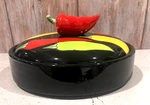 Vtg Chili Pepper Design Ceramic Lidded Warmer Tortilla Chapati Roti From Giftco. Fixed Price $29.99.