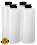 Pinnacle 32 Oz Condiment Squeeze Bottles Black Flip Top Cap Set Of 4 Empty. Fixed Price $27.99.