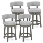 Set Of 4 Upholstered Swivel Bar Stools Wooden Counter Height Kitchen Chairs Grey. Fixed Price $366.00.