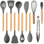 Gray 12PCS Non-stick Silicon Heat Resistant Wood Handle Kitchen Cookware Set. Fixed Price $16.99.