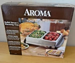 Aroma Buffet Server & Warming Tray Food Warmer 2-PAN New Open Box AWT-1202. Fixed Price $34.99.