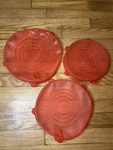 3 Round Pampered Chef Stretch-fit Silicone Lid Set Of Three #1758 Vent Hole. Fixed Price $24.90.