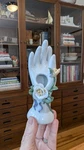 Smallvintage Porcelain Hand Case With 3D Flowers White Glazed. Fixed Price $22.00.