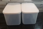 Tupperware Modular Mates Get 2 White Rectangular #4 Contaners Hold 37 Cups Each. Fixed Price $52.00.