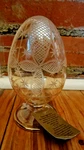 Egyptian Clear Blown Glass Egg 24K Gold Trim Etched Design W/ Box 4.5. Fixed Price $48.00.