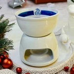Crate And Barrel Sailboat Butter Warmer Ceramic Blue Stripe Light Seafood. Fixed Price $11.24.