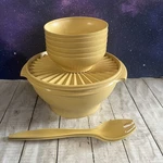 Vtg Tupperware Salad Bowl Set 10 Pieces Harvest Gold Yellow 881-4, 890,1299-24. Fixed Price $28.95.