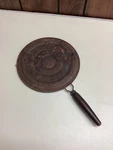 Vintage Metal Oil Splash Screen Wood Handle Brown Kitchen Gadget Cookware. Fixed Price $16.99.