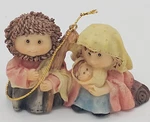 Vintage Resin Nativity Ornament Mary Joseph Baby Jesus Spaghetti Hair. Fixed Price $8.00.