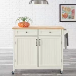 Bainport Ivory With Butcher Block Top Wooden Rolling Kitchen Cart And Double-dra. Fixed Price $330.62.