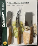 Cuisinart Classic 3PC Cheese Knife Set Triple Rivet Wood Handle Cleaver Fork. Fixed Price $21.74.