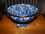 Threshold Athens Blue Swirl Enameled 8.75" Medium Colander, New. Fixed Price $10.65.