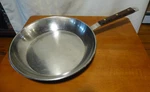 Vintage Stainless Steel France Cuisinox Deep Skillet Fry Pan 10 1/2" Wood Handle. Fixed Price $45.00.