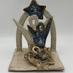 Signed Pottery Nativity Scene Mary Joseph Jesus Christmas Decoration Spaghetti. Fixed Price $19.99.