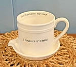 Mud Pie Microwave Bacon Cooker Ceramic Mug Saucer Drip Grease Funny Quote. Fixed Price $24.00.