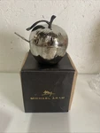 Michael Aram Apple Honey Pot W/ Spoon Nickelplate Silver Colored 110780. Fixed Price $91.00.