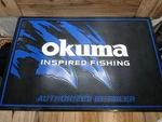 Rare Okuma Inspired Fishing Rubber Grip Mat Boat Dock Bar 35"X23" Thick. Fixed Price $100.00.