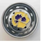 Billy Joe Kitchen Sink Strainer Yellow Pansy, Floral Enamel New, Stainless. Fixed Price $21.95.