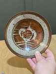 Stunning Studio Pottery Vintage Plate Jewelry Dish Retro Speckled Footed 6". Fixed Price $42.95.