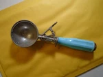 Vintage Ice Cream Scoop With Teal Blue Handle- Approx. 8 Iches Long Free Ship. Fixed Price $10.99.