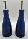 Creuset Marseille Blue 8 Oz Cruet Oil And Vinegar Stoneware Bottles. Fixed Price $49.87.