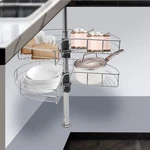 24" Kidney Chrome 2-SHELF Lazy Susan Kitchen Base Cabinet Corner Organizer Rack. Fixed Price $68.41.