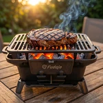 Outdoor Cast Iron Grill & Stove Portable Charcoal Hibachi W/ Skillet Set. Fixed Price $89.99.