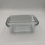 Vintage Marinex Brazil Glass 7" Loaf Bread Baking Dish Or Butter With Lid. Fixed Price $18.00.