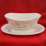 Lenox Heiress Porcelain Gravy Boat Set Floral White Pink Green Gold Trim Usa. Fixed Price $45.00.
