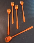 Vtg Long Handle Tupperware Cocktail Hors D'oeuvre Forks Smorks Orange 175-10. Fixed Price $16.99.