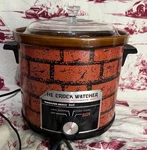 Vintage Hamilton Beach Crock Watcher Pot Stoneware Red Brick 4 Qt Glass. Fixed Price $27.00.