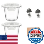 H.jss Wdjs 3-CUP Round Glass Meal Prep Containers With LIDS,24OZ Food Stor. Fixed Price $34.35.