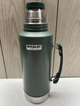 Stanley Thermos Bottle Classic Coffee Green Hammertone 2 Qt Stainless Guc. Fixed Price $39.90.