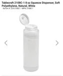 Tablecraft 2108C Squeeze Bottle, Natural, Oz., PK12. Fixed Price $9.50.