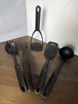 The Pampered Chef Kitchen Utensils Set Of 5 Spatula Ladle Spoon Slotted. Fixed Price $45.00.