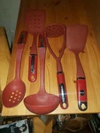 Kitchenaid 5 Pc Utensil Set Empire Red Chrome Handle Nylon Silicone Used. Fixed Price $39.99.