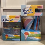 Snow Cone 25 Cups & Spoon Straws And 4 Holders Back To Basics New In Box. Fixed Price $14.99.