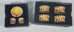 Bombay Company Salt & Pepper Shakers Tray W/ Napkin Rings Gold Red Enamel. Fixed Price $29.73.