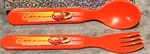 Disney Cars Lightning Mcqueen Plastic Red Food Utensils Fork Spoon Set Zak. Fixed Price $9.99.