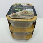 Gourmet Kitchen Set Of 3 Glass Food Container With Bamboo Lids 12.5OZ. Fixed Price $22.99.