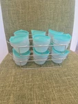 Pampered Chef Mini Freezer Bowls With Lids & Rack #100181 Teal Lot Of 2 Sets. Fixed Price $12.00.