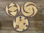 Vintage Native American Flat Basket Lot (3) Tight Coils Design Nice. Fixed Price $159.00.